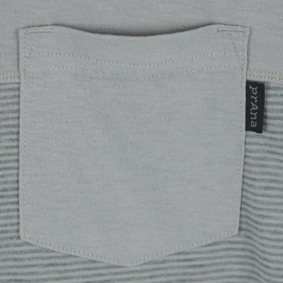 Prana Milo Men's Small Gray Striped Cotton Blend Hooded Long Sleeve Pocket Tee - Picture 6 of 8